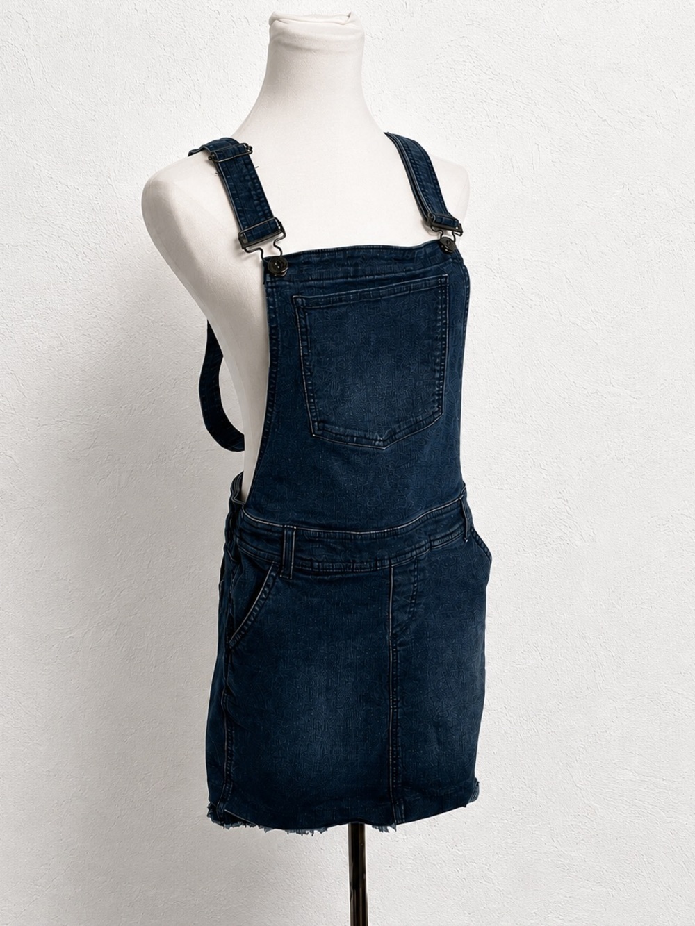 Jeanieologie Denim Overall Dress Size 6 Dark Wash Mini Pinafore Grunge